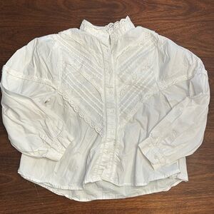 Zara White Blouse with Lace Accents